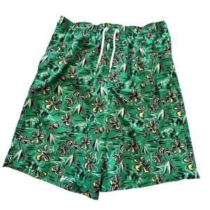 Ocean Gear Floral Tropical Green Swim Trunks Boys Size Large (10/12)